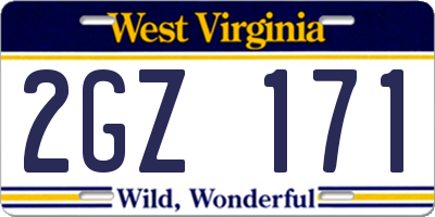 WV license plate 2GZ171