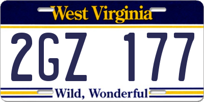 WV license plate 2GZ177
