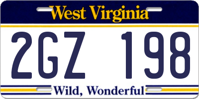 WV license plate 2GZ198