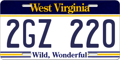 WV license plate 2GZ220