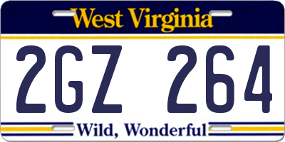 WV license plate 2GZ264