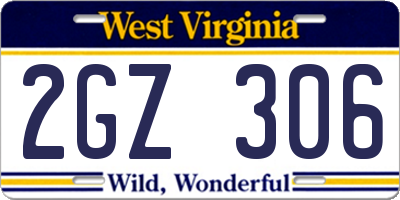WV license plate 2GZ306