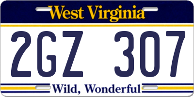 WV license plate 2GZ307