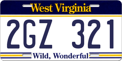 WV license plate 2GZ321