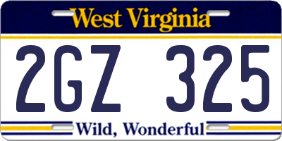 WV license plate 2GZ325
