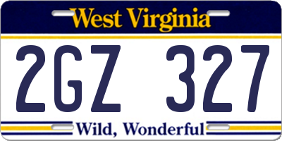 WV license plate 2GZ327