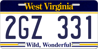 WV license plate 2GZ331