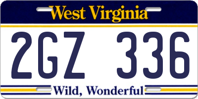 WV license plate 2GZ336