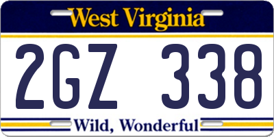 WV license plate 2GZ338