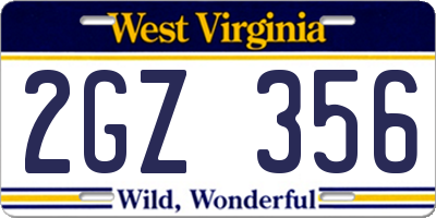 WV license plate 2GZ356