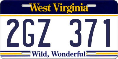 WV license plate 2GZ371