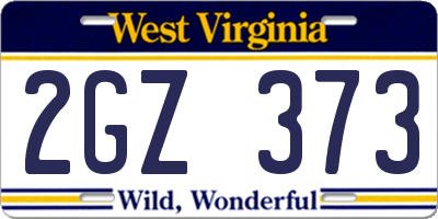 WV license plate 2GZ373