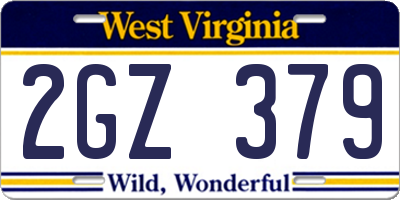 WV license plate 2GZ379