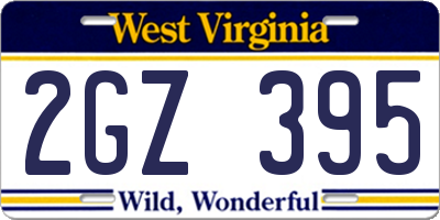 WV license plate 2GZ395