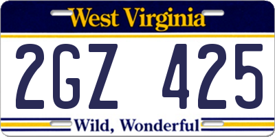 WV license plate 2GZ425