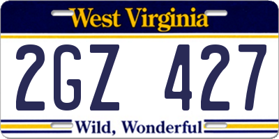 WV license plate 2GZ427