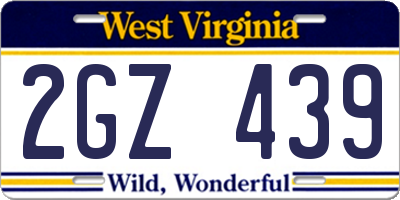 WV license plate 2GZ439