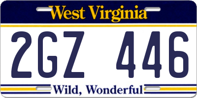 WV license plate 2GZ446