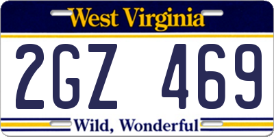 WV license plate 2GZ469