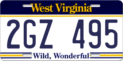 WV license plate 2GZ495