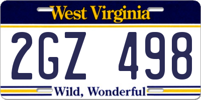 WV license plate 2GZ498