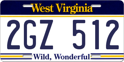 WV license plate 2GZ512