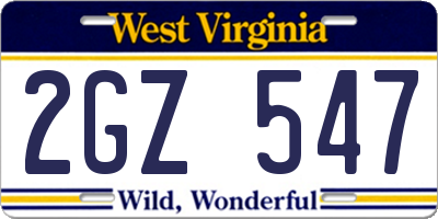 WV license plate 2GZ547
