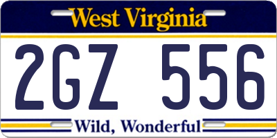 WV license plate 2GZ556