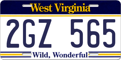 WV license plate 2GZ565