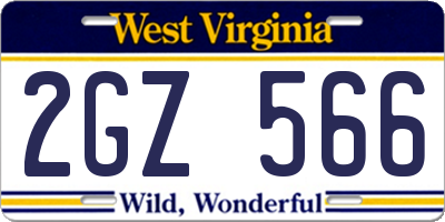 WV license plate 2GZ566