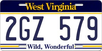 WV license plate 2GZ579