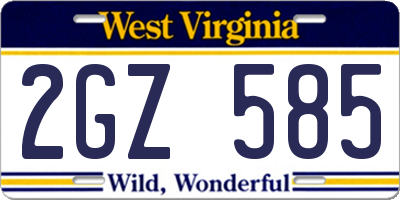 WV license plate 2GZ585