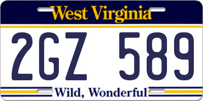 WV license plate 2GZ589