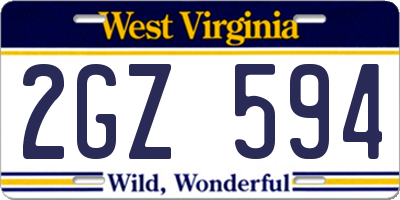 WV license plate 2GZ594
