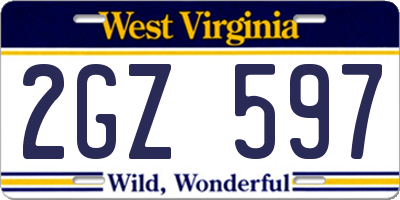WV license plate 2GZ597
