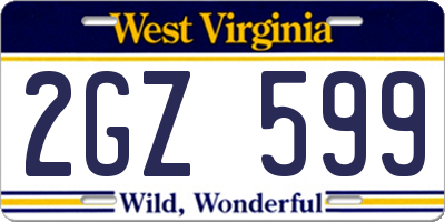 WV license plate 2GZ599