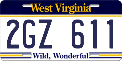 WV license plate 2GZ611