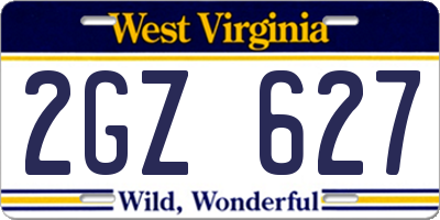 WV license plate 2GZ627