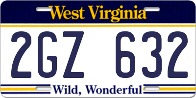 WV license plate 2GZ632