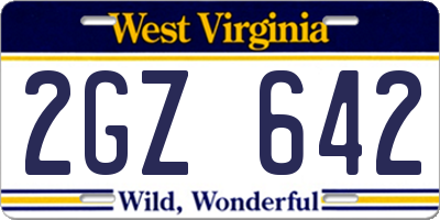 WV license plate 2GZ642