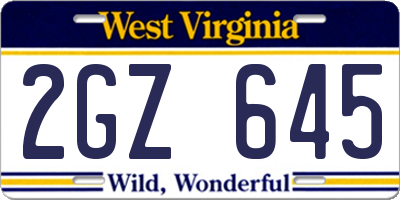 WV license plate 2GZ645