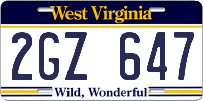 WV license plate 2GZ647