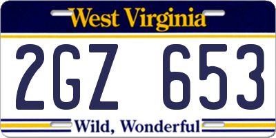 WV license plate 2GZ653