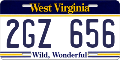 WV license plate 2GZ656