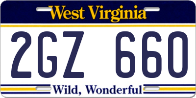 WV license plate 2GZ660