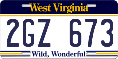 WV license plate 2GZ673
