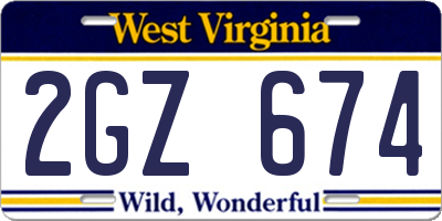 WV license plate 2GZ674