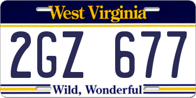 WV license plate 2GZ677