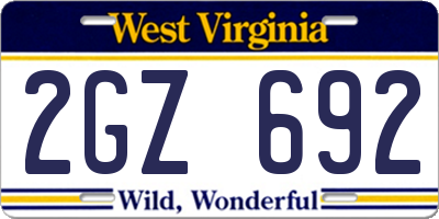 WV license plate 2GZ692