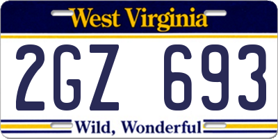 WV license plate 2GZ693